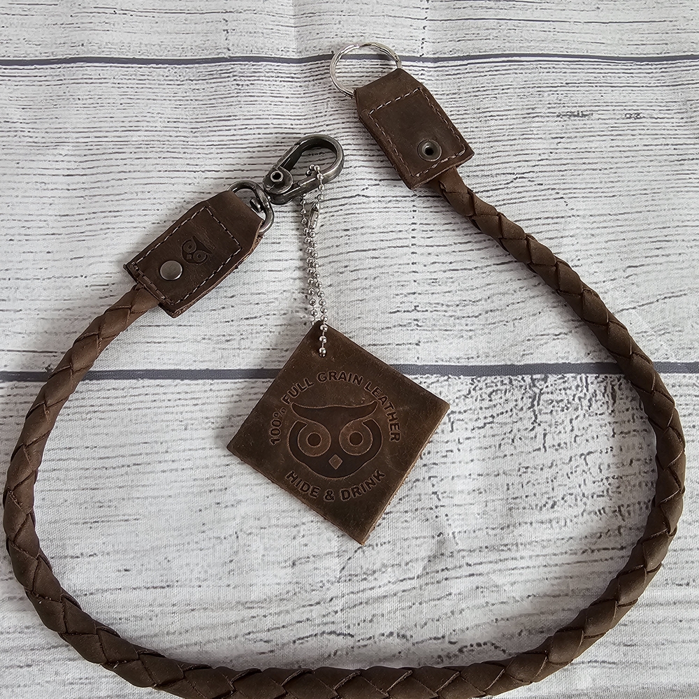NWOT Hide & Drink Brown Handmade Leather Braided Keychain Strap/Laynard